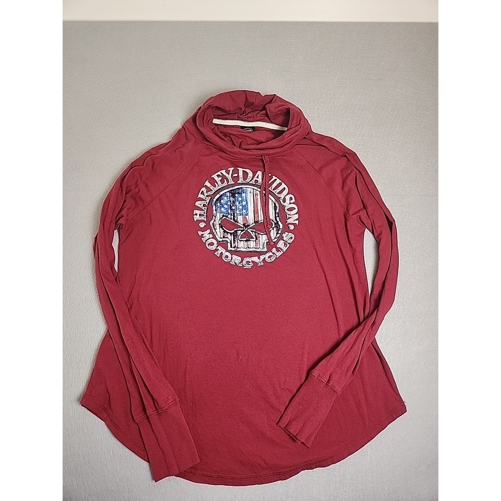 Harley-Davidson Nags Head NC USA Punisher Rollneck Long Sleeve Top Womans Size L